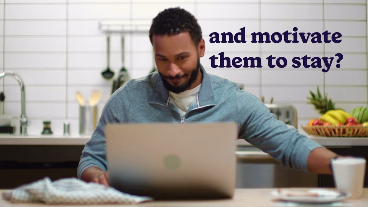 An employee at a kitchen laptop with the line and motivate them to stay?