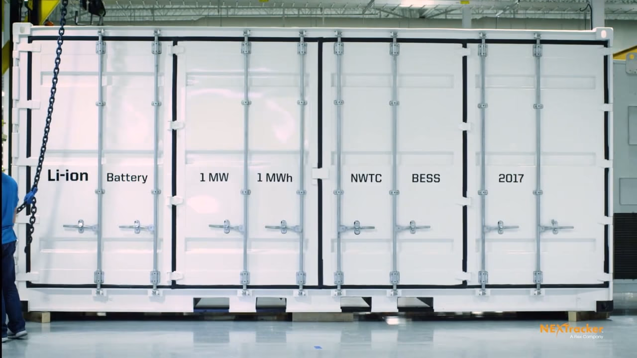 Li-ion battery storage container being staged