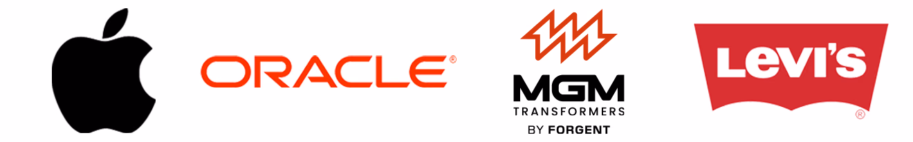 Apple, Oracle, MGM Transformers, and Levi's logos